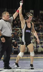 Bobby Joyce picked up a big win for NU at 125 pounds in the 'Cats' 20-16 victory over Michigan on Feb. 21.