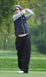 Junior Kelsey Lindenschmidt leads all golfers at the Lady Buckeye with a 7-over 151 through 36 holes.