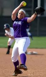 Meghan Lamberth (pictured here pitching) knocked in a pair of runs with a pinch-hit single during Northwestern's five-run fourth inning.