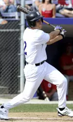 Chris Kontos collected a hit for the Wildcats.