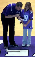 Coach Fitzgerald answers a question from a young fan at the 2009 Meet The Team Night.