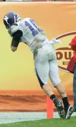 Brian Peters kept his feet in bounds on this one-handed interception at the Outback Bowl, and he comes dangerously close to crossing the line in his interview of Dave Revsine.