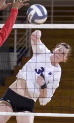 Senior Naomi Johnson had a big night for the Wildcats, finishing with 10 kills, five blocks and three service aces.