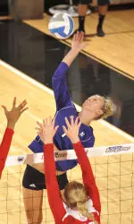 Freshman Stephanie Holthus knocked down a career-best 11 kills in the victory over Morehead State.
