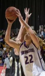 Amy Jaeschke scored a game-high 23 points and pulled down 10 boards in NU's 12th win of the season.