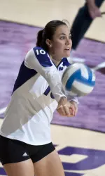 Alex Ayers and the Wildcats currently lead the Big Ten in digs with 16.29 per set.