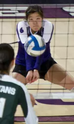 Julie Chin recorded 17 digs against the Wolverines and became the 13th player in program history to surpass 1,000 for her career.