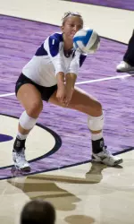 Stephanie Holthus tallied a match-high 19 digs Saturday against the Spartans.