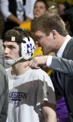 Three-time All-American Brandon Precin (left) and three-time U.S. Open champion Jake Herbert (right) are among the featured clinicians at NU summer wrestling camps in 2011.