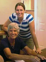Stacy Fitzgerald with Bonnie Wefler at a recent CatBacker luncheon.