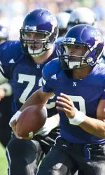 Kain Colter (front) and Brian Mulroe (rear) each will be members of the Northwestern football Leadership Council in 2012.