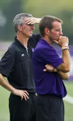A win in the 2012 season finale against MSU on Saturday would give head coach Michael Moynihan (right) and assistant coach David Nikolic (left) their 200th career victory.reer victory.
