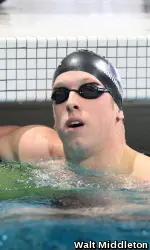 Charlie Rimkus won both the 500 free and 200 IM events Friday during the opening day of the TYR Invitational.