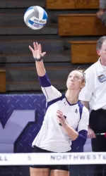 Stephanie Holthus earned a career-high 28 kills in a four-set win over the Wolverines