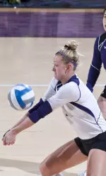 Stephanie Holthus led Northwestern with 12 digs Saturday night.