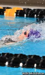 Junior Becca Soderholm won two events in her hometown Thursday against Wisconsin.