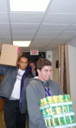 Student-athletes helped deliver canned goods to Family Focus in Evanston.