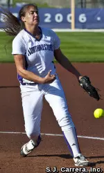 Amy Letourneau pitched 5.1 hitless innings in relief and ripped an RBI double Saturday afternoon against Iowa.