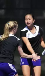 Kate Turvy (left) and Belinda Niu have won 15 of their 18 doubles matches together this spring.