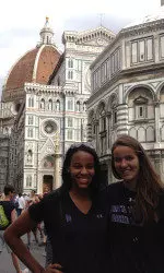 Lauren Douglas (left) and Alex Cohen with the Duoma in the background.