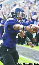 Kain Colter reaches for one of his four rushing touchdowns Saturday against Indiana.