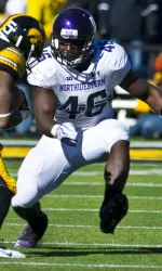Damien Proby made 12 tackles against Iowa and on Monday met with the media at the Nicolet Football Center.