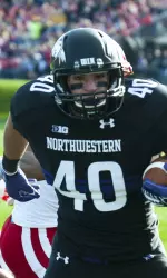 Superback Dan Vitale caught four passes for 52 yards and a touchdown at Iowa last week and also had a TD in NU's meeting with Nebraska a year ago.