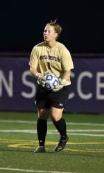 NU senior goalkeeper Sam Hatfield made a career-high seven saves during her final match at Lakeside Field last Sunday vs. No. 10 Michigan.