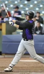 Alex Seyferth provided the first - and only- hit of the day for the alums Saturday.