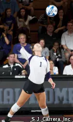 Stephanie Holthus is NU's all-time leader in kills.