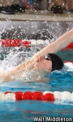 Sophomore Grant Halsall held off a late charge to earn victory in the 200 fly Friday.