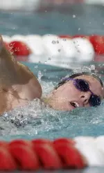 Senior Taylor Reynolds won the 50 free and helped NU win the 200 free relay Friday to kick off her final home meet.