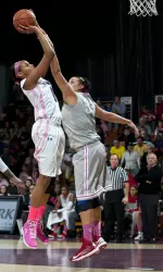 Freshman forward Lauren Douglas leads the Big Ten freshmen in rebounding and blocks.