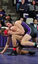 Sophomore Pierce Harger (165) was one of three Wildcats to pick up wins against ranked opponents Saturday at Indiana.