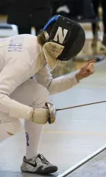 Kate Cavanaugh was one of eight seniors fencing in Evanston for the final time Sunday.