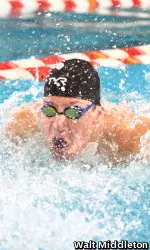 Mark Ferguson's career-best 100 fly time Friday earned him a scoring lane in the consolation final of the event.