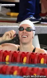Senior Taylor Reynolds' 22nd-place finish in the 50 free Thursday was a 14-spot improvement over her national place in the event one year ago.