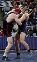 Sophomore Alex Polizzi will wrestle Nebraska's Caleb Kolb (pictured) tonight in the 197 lbs. wrestleback round.