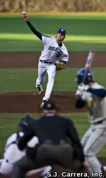 Luke Farrell and the Wildcats open a three-game series at Illinois Friday night.
