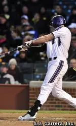 Nick Linne drove in both Northwestern runs with a second-inning single Monday.