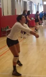 Caroline Niedospial tallied 19 digs in the match against Slovenia.