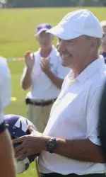 A visit to practice by Big Ten commissioner Jim Delany highlighted Thursday's events at Camp Kenosha.