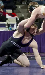Jacob Berkowitz recorded a key sudden victory win at 184 lbs., defeating Tommy Kimbrell in overtime to begin the comeback win for NU.