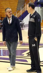 Skip Myslenski chats with head coach Chris Collins prior to a recent practice.