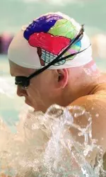 The Northwestern University men's swim team show their support for the Northwestern Brain Tumor Institute - a nationally recognized leader in the fight against brain and spinal cord tumor