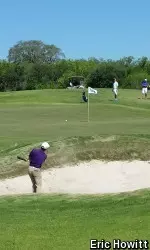 Matthew Negri plays out of a bunker in Saturday's final round.