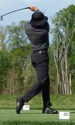Jack Perry, the man in black, is in position for a Sunday charge at a B1G title.