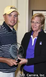 Tulsa's Colton Staggs tied Luke Donald's 2007 Evanston Golf Club course record with a 7-under 63 on Monday.