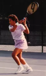 Katrina Adams is the youngest person to assume leadership of the United States Tennis Association.