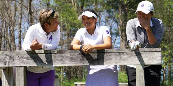 Emily Fletcher Stephanie Lau Hannah Kim Big Ten Championships smile 2